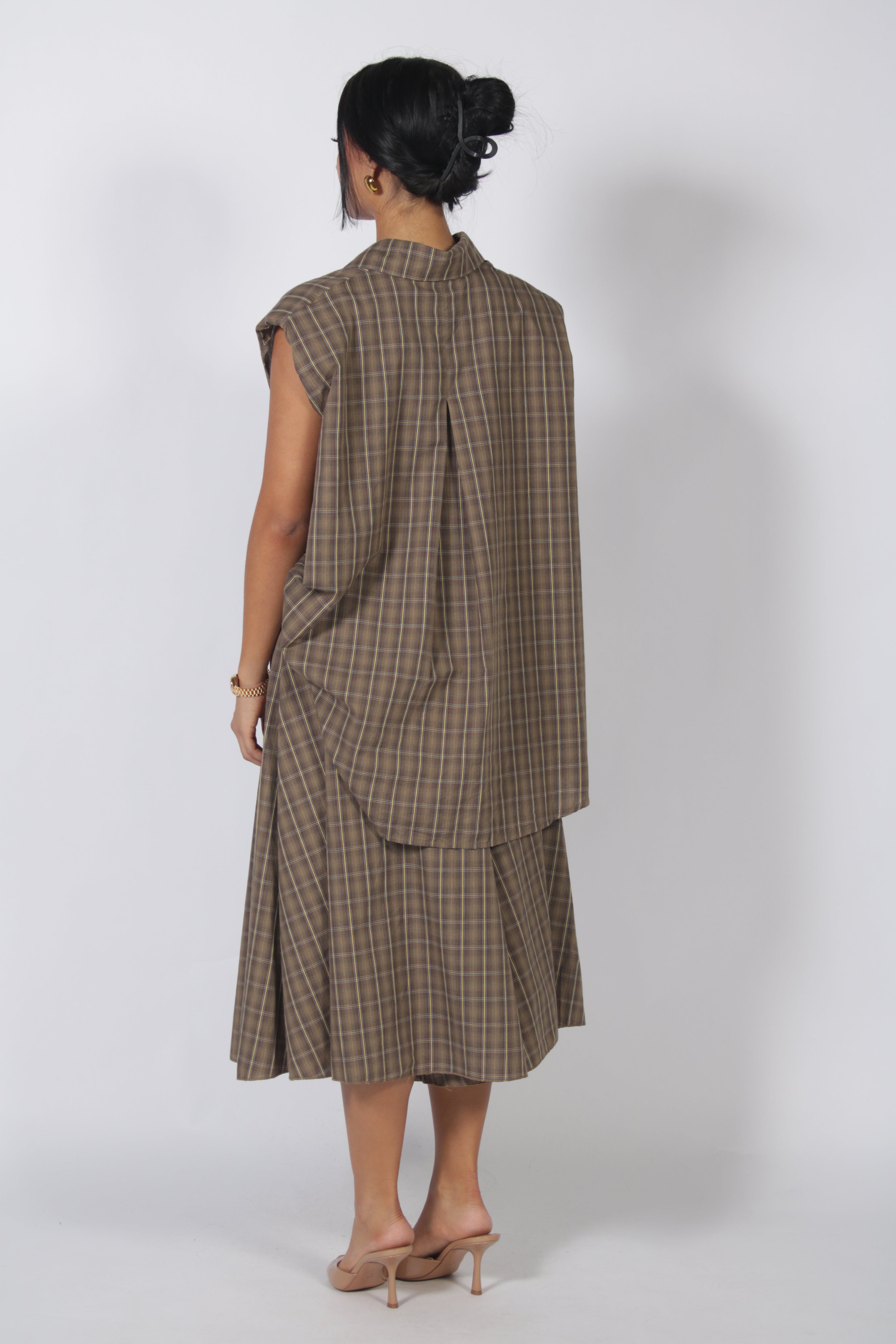 Flannel short set Coffee