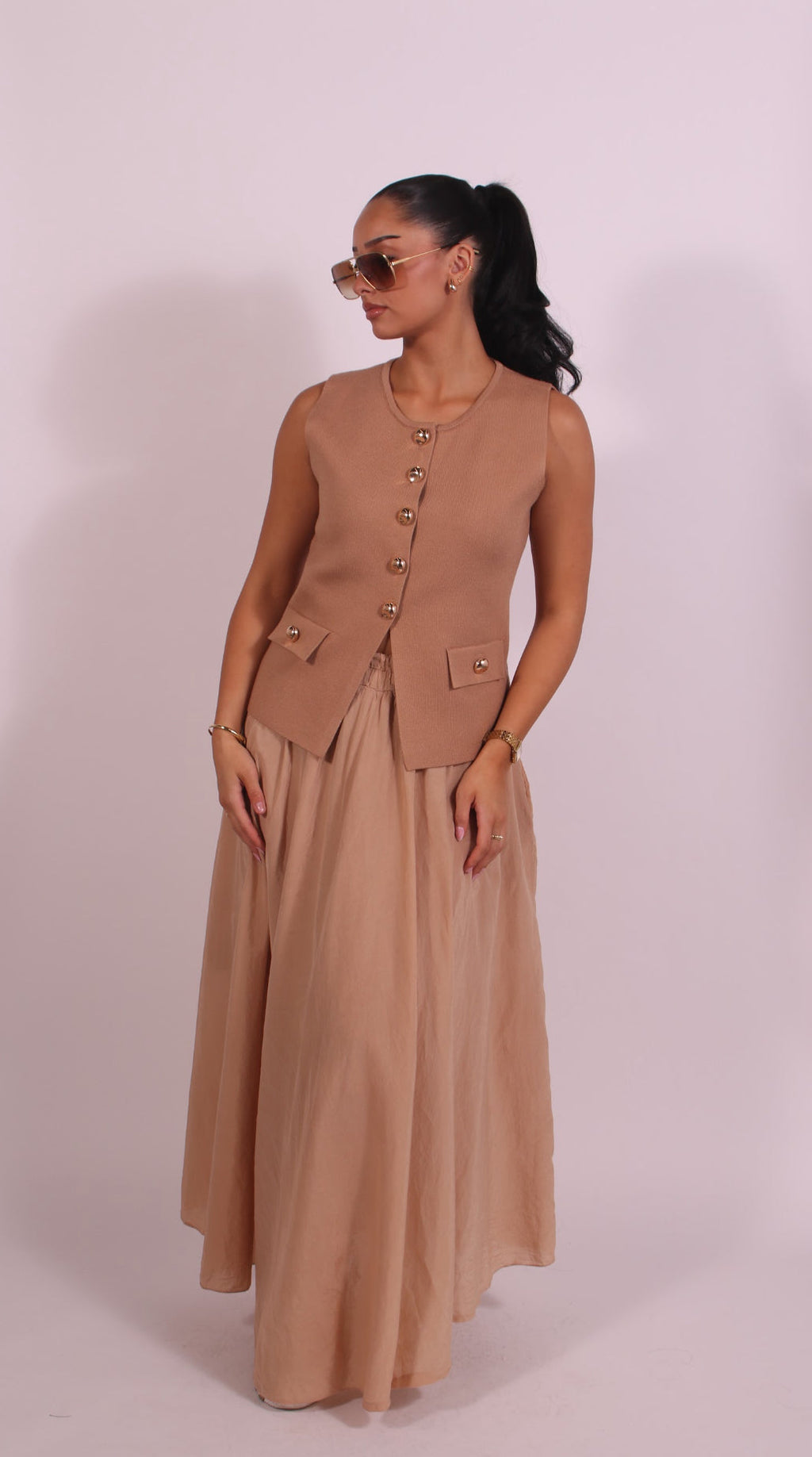 Volume skirt Camel