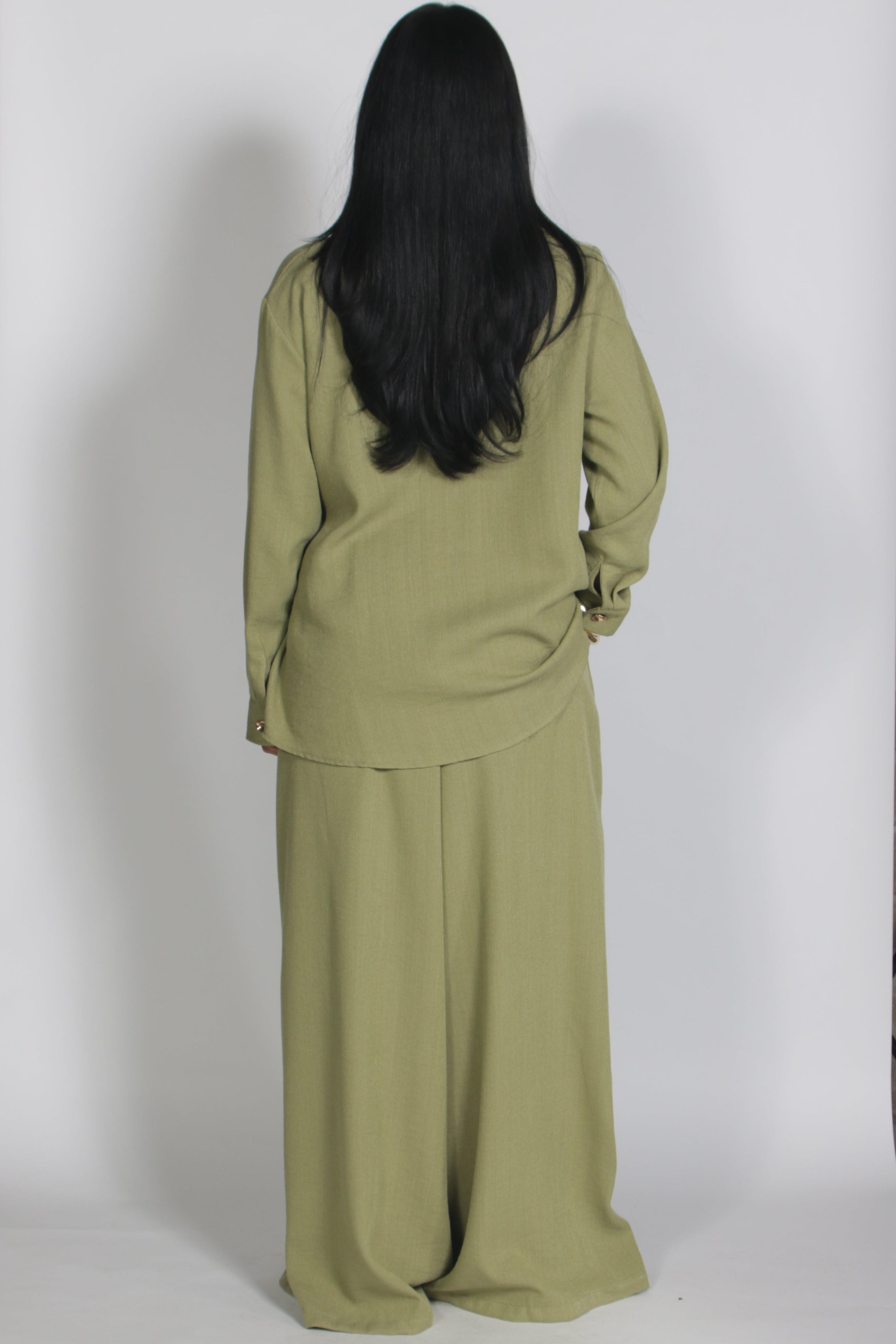 Linnen twinset Olive