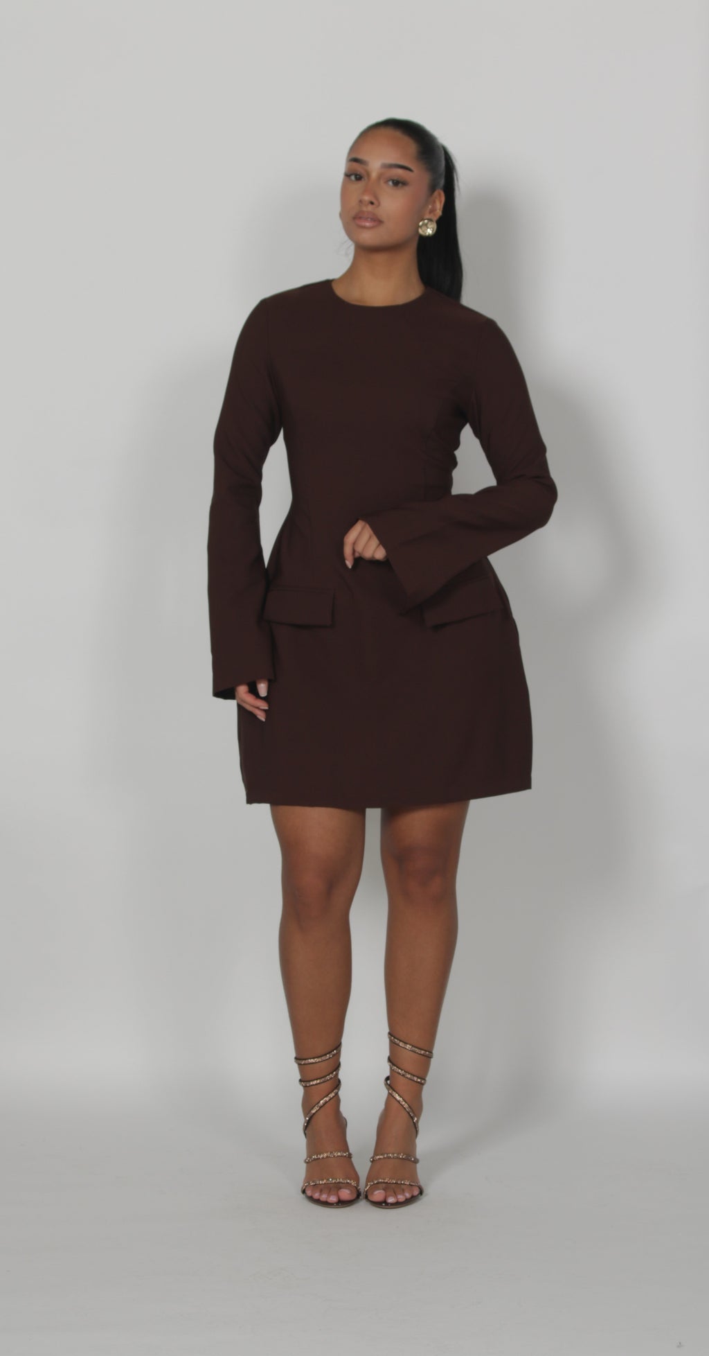 Longsleeve Silhouette dress Brown