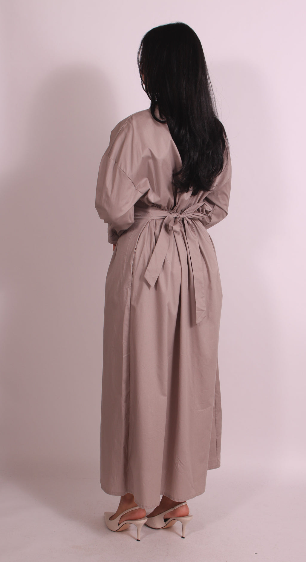 Snatched Blouse Dress Beige