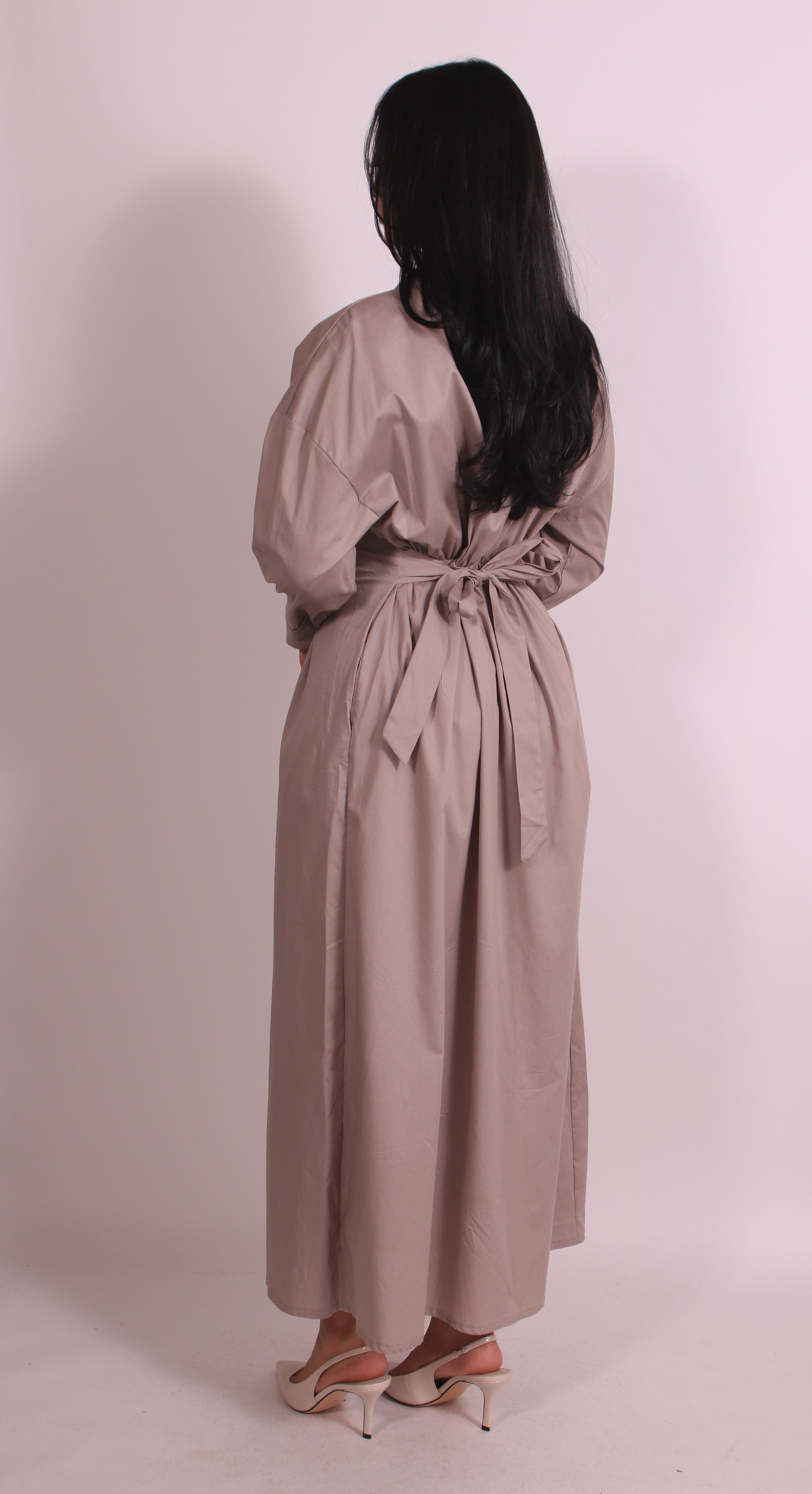 Snatched Blouse Dress Beige