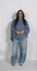 Oversized knitted Cardigan Blue