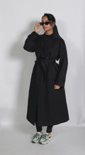Maxi trenchcoat Black