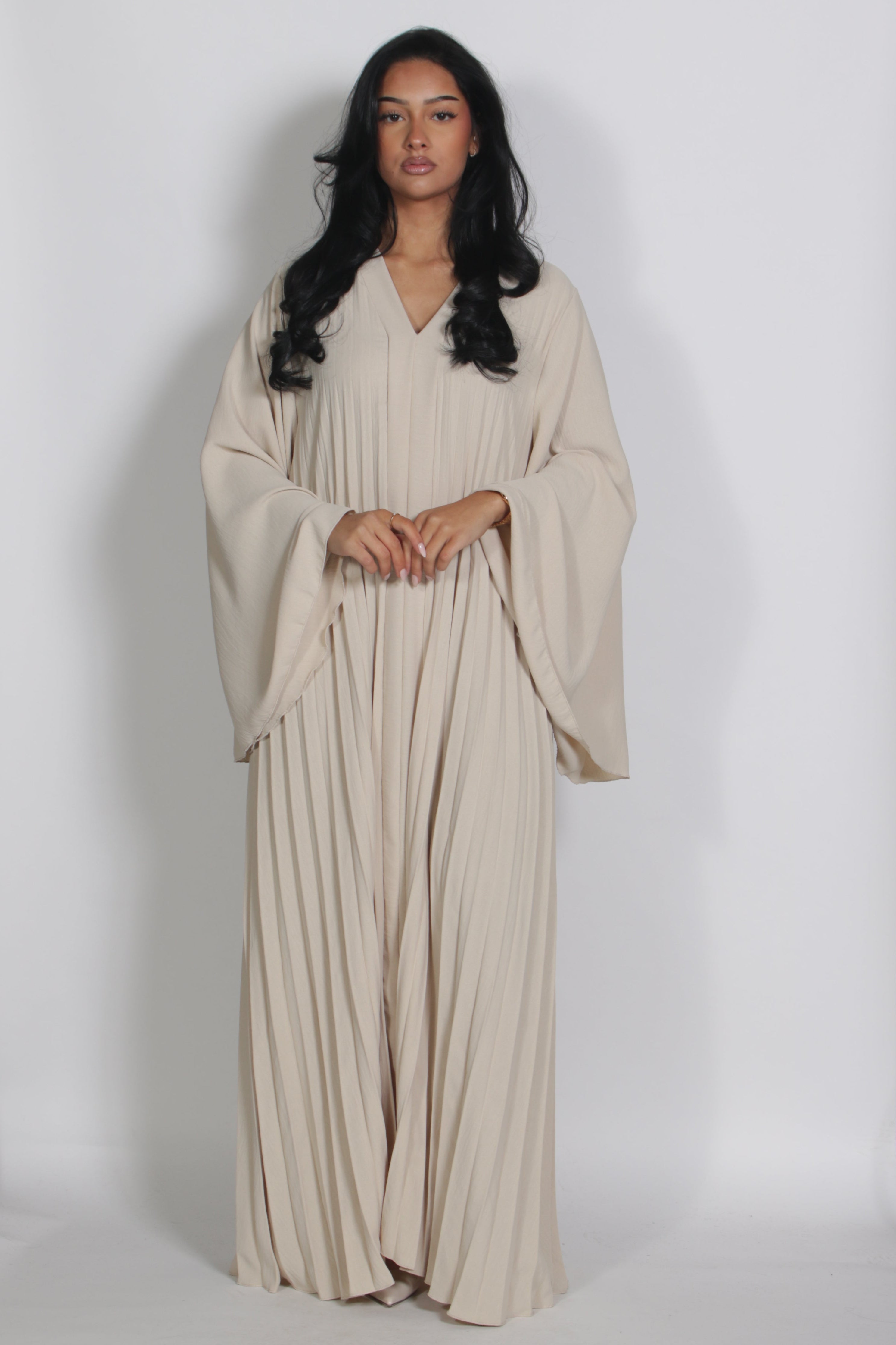 Plissé Dress Beige