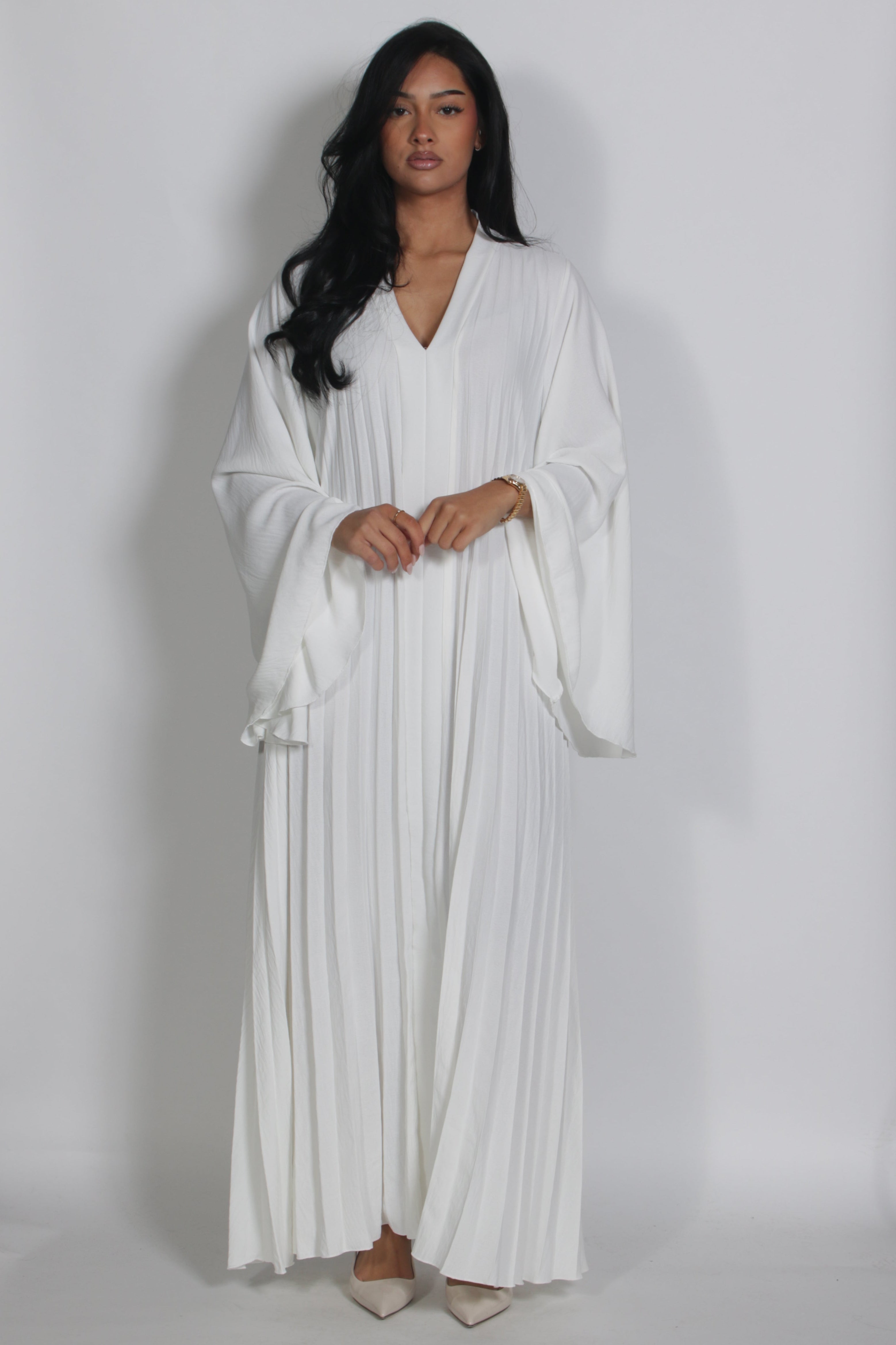 Plissé Dress White